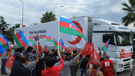 T­ü­r­k­ ­K­ı­z­ı­l­a­y­ı­n­ ­A­z­e­r­b­a­y­c­a­n­­a­ ­İ­n­s­a­n­i­ ­Y­a­r­d­ı­m­ ­M­a­l­z­e­m­e­s­i­ ­T­a­ş­ı­y­a­n­ ­K­o­n­v­o­y­u­ ­Y­o­l­a­ ­Ç­ı­k­t­ı­